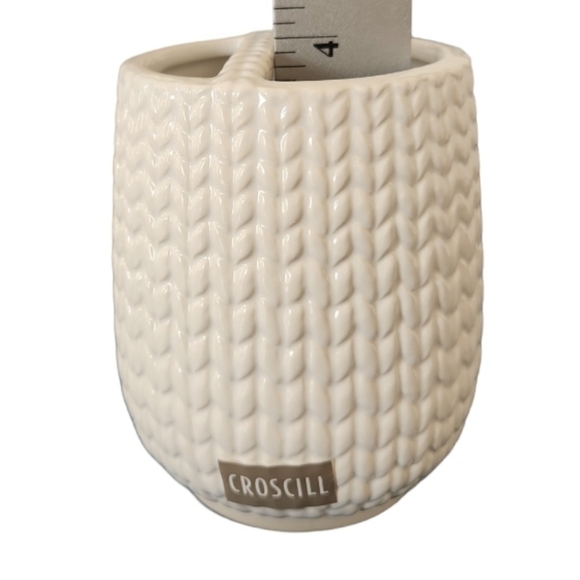 Croscill Juno Tooth Brush Holder Ceramic Rare Accessories White - Picture 2 of 5